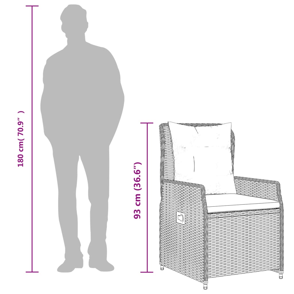 Matgrupp för trädgården med dynor 5 delar ljusgrå konstrottning
