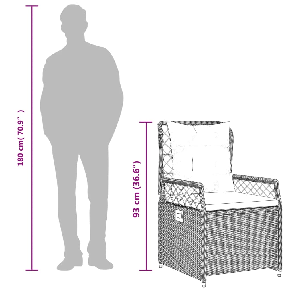 Matgrupp för trädgården med dynor 5 delar ljusgrå konstrottning