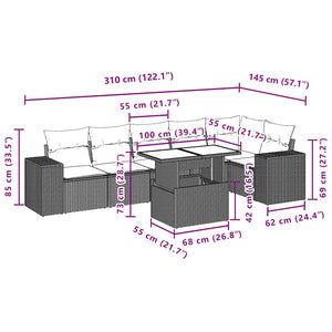 Soffgrupp för trädgården med dynor 7 delar svart konstrotting