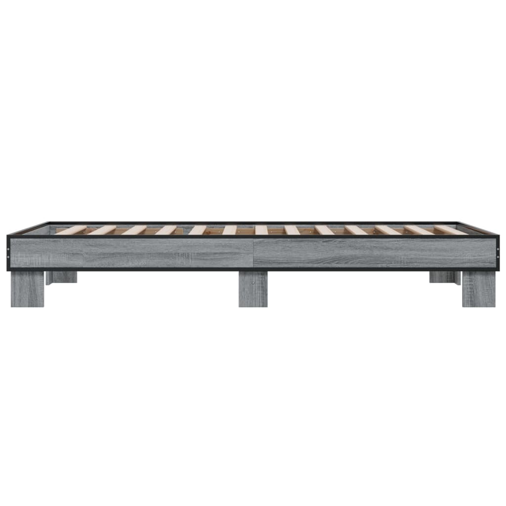 Sängram grå sonoma 100x200 cm konstruerat trä och metall