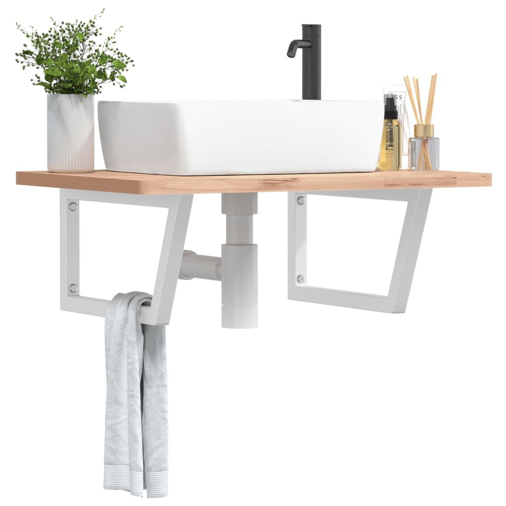 Hyllfästen för tvättställ 2 st vit trapetsformad stål