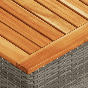 Loungegrupp med dynor 2 delar grå konstrotting & akaciaträ