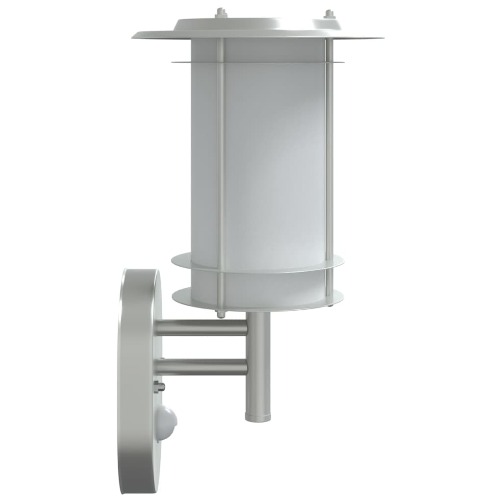 Utomhusvägglampa med sensor silver rostfritt stål