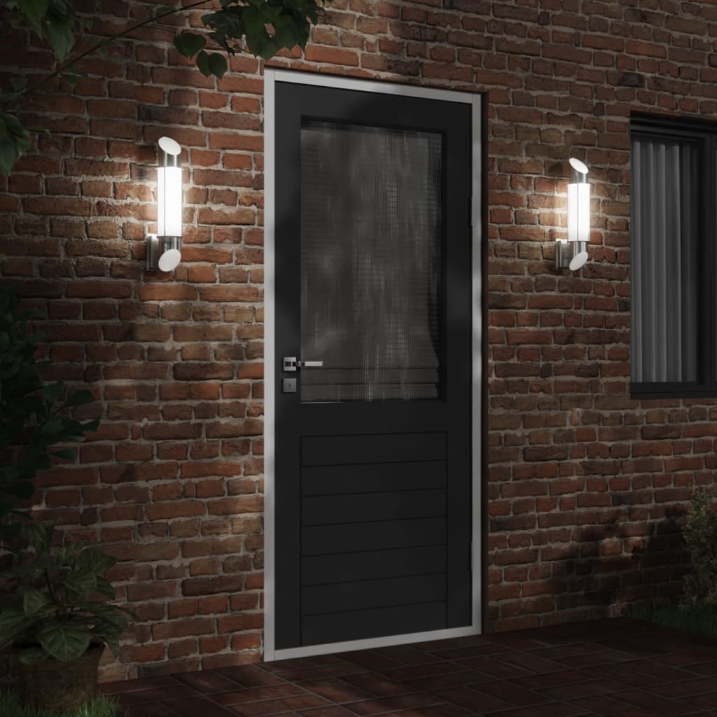 Utomhusvägglampa 2 st silver rostfritt stål