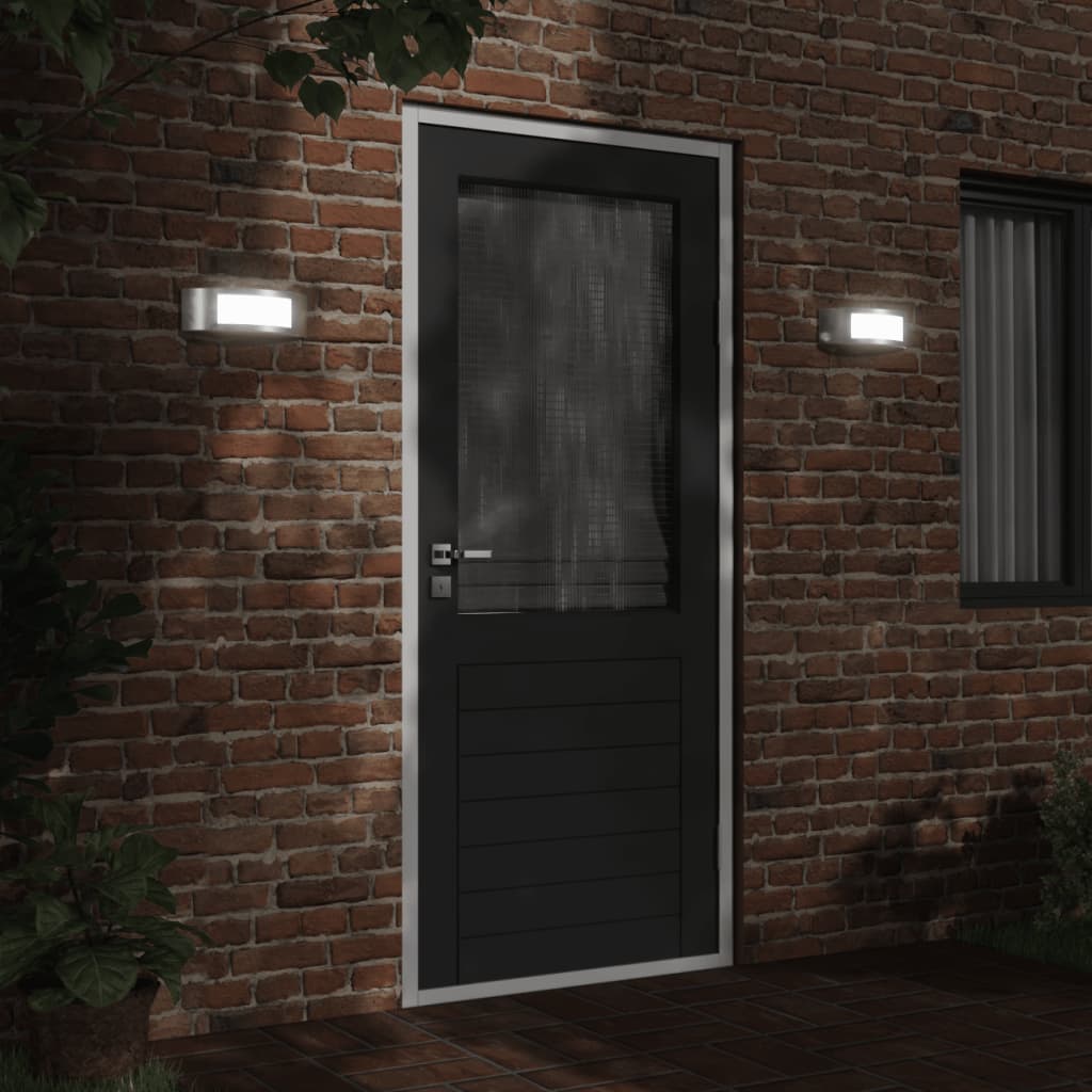 Utomhusvägglampor 2 st silver rostfritt stål