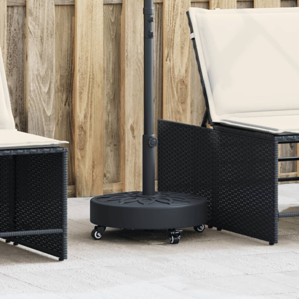 Parasollfot med hjul för Ø38 / 48 mm stolpar 27 kg rund