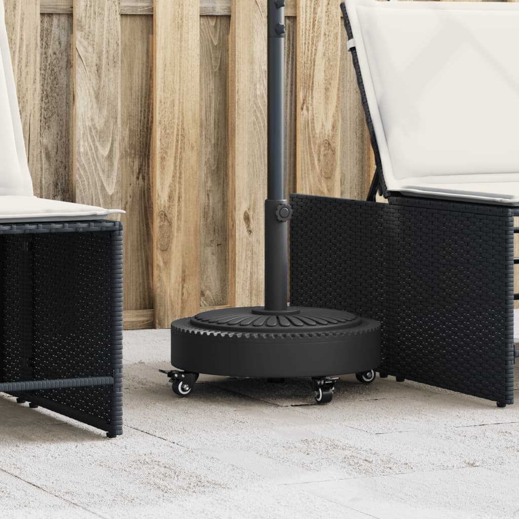 Parasollfot med hjul för Ø38 / 48 mm stolpar 27 kg rund