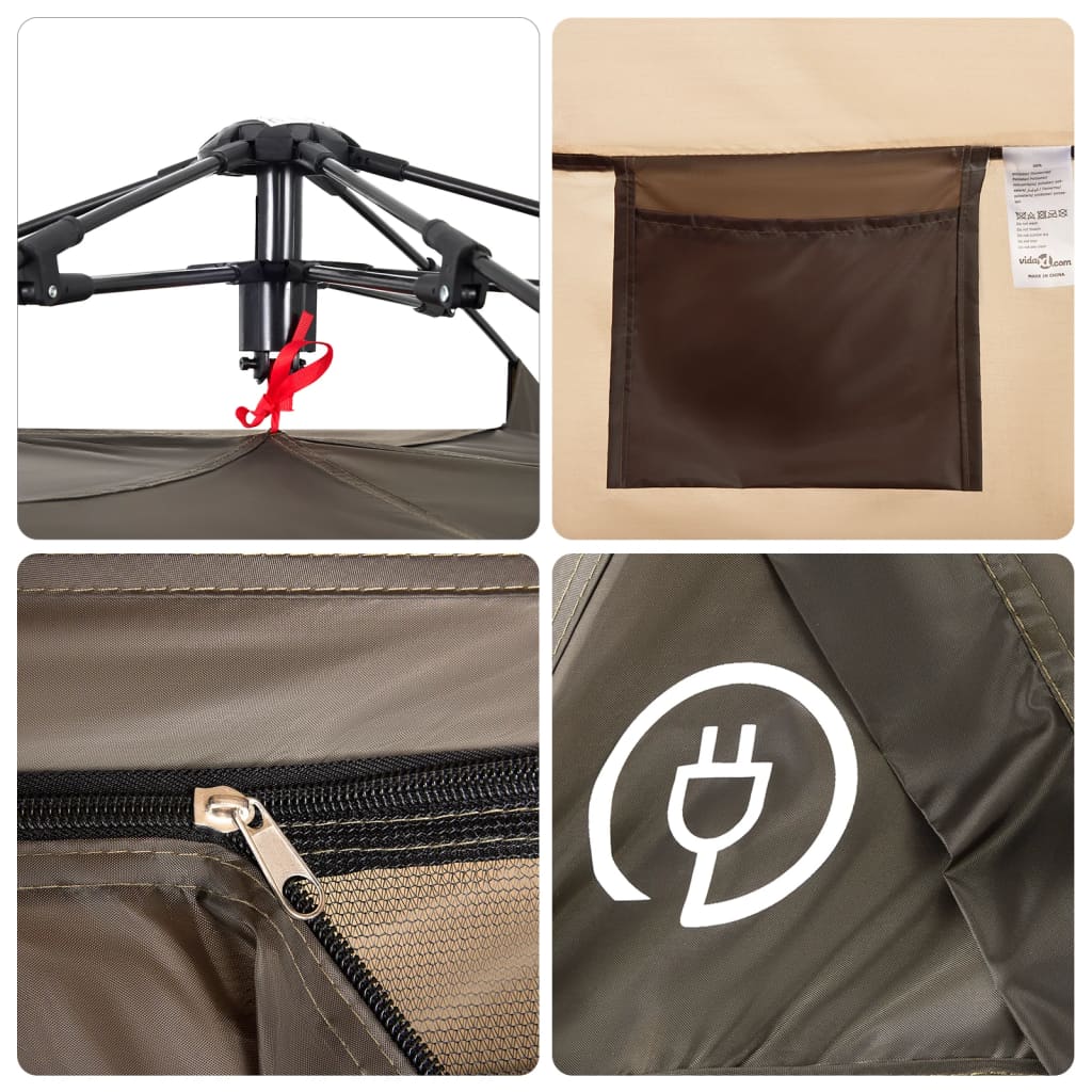 Fisketält 4 personer brun snabbrest