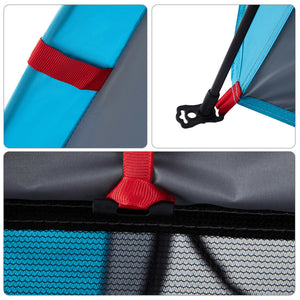 Campingtält 4 personer blå snabbrest