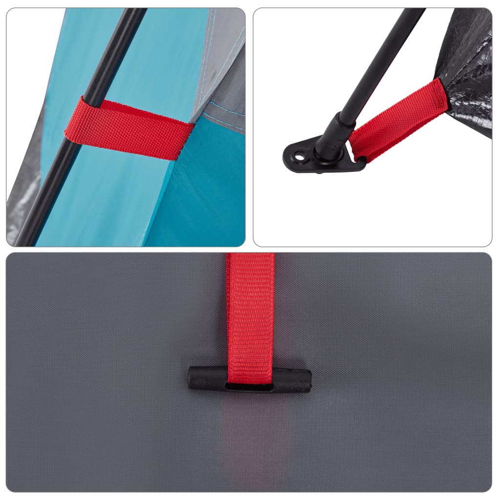 Campingtält 4 personer blå snabbrest