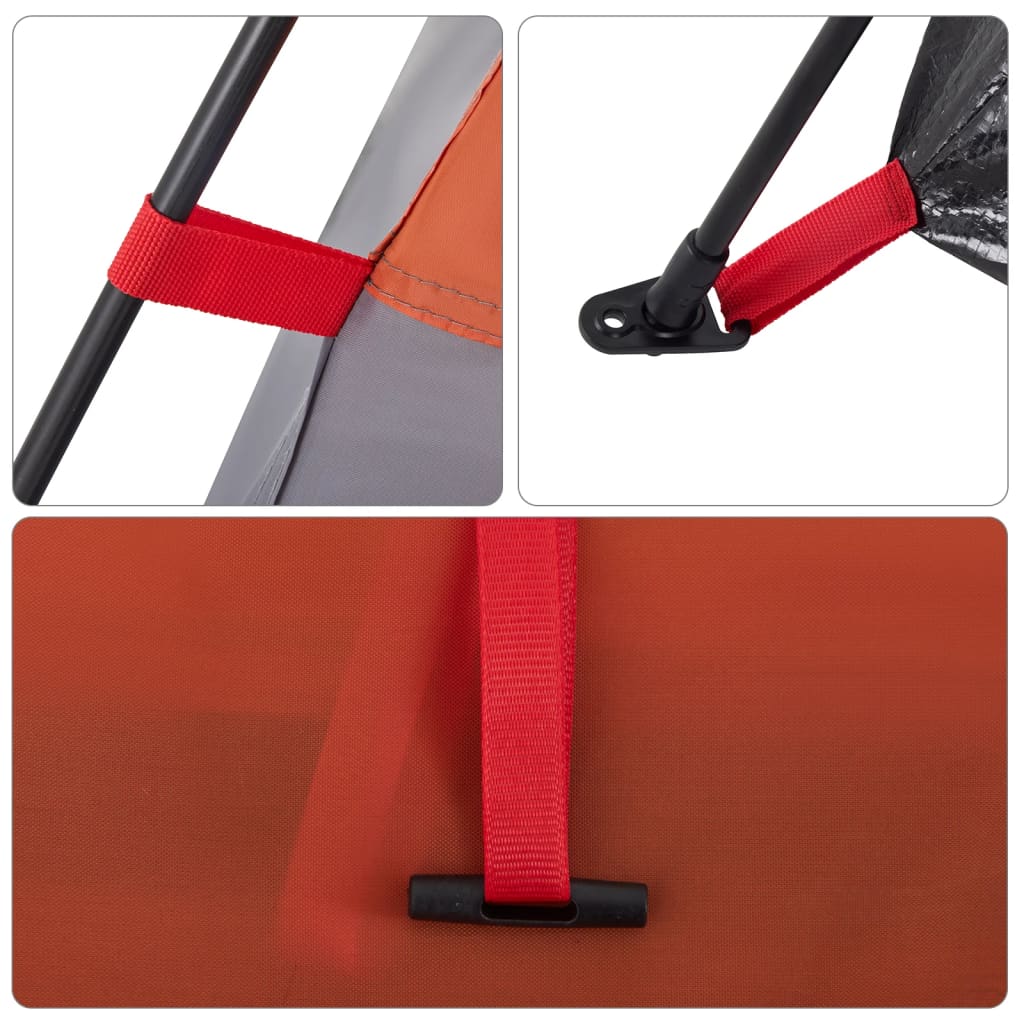 Campingtält 4 personer grå och orange snabbrest