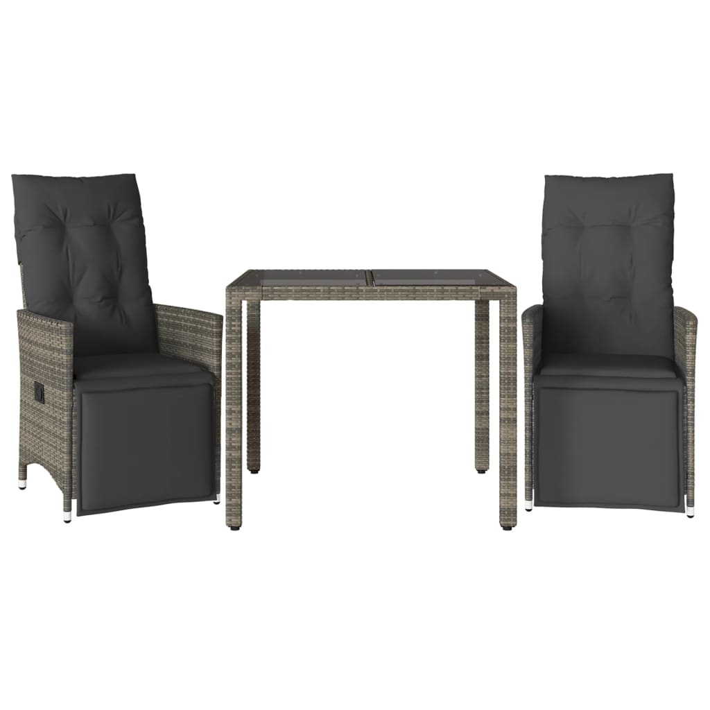 Caféset med dynor 3 delar konstrotting grå