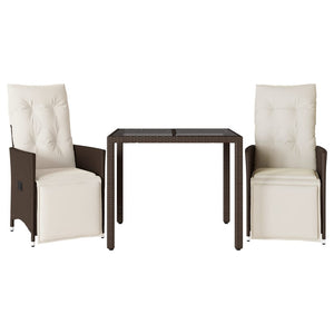 Caféset med dynor 3 delar brun konstrotting