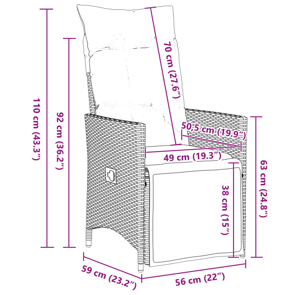 Caféset med dynor 9 delar konstrotting brun