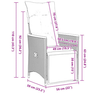 Caféset med dynor 9 delar konstrotting svart