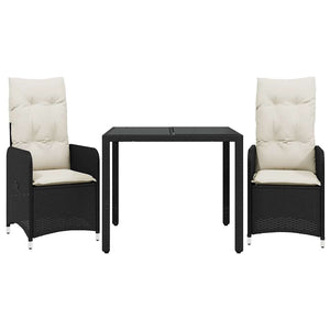 Caféset med dynor 3 delar konstrotting svart