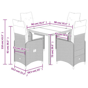 Caféset med dynor 5 delar konstrotting grå