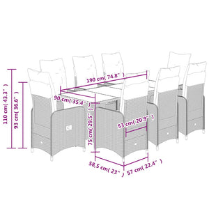 Caféset med dynor 9 delar konstrotting brun