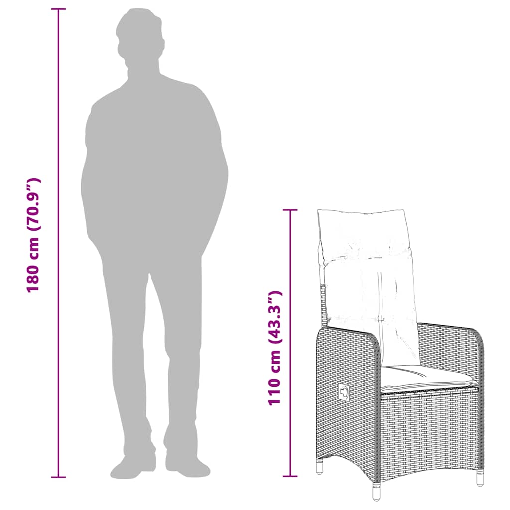 Caféset för trädgården 5 delar med dynor beige konstrotting