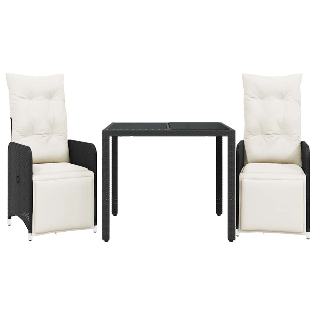 Caféset med dynor 3 delar konstrotting svart