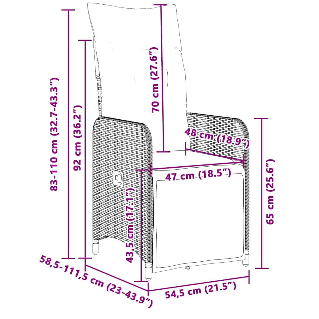 Caféset med dynor 7 delar konstrotting grå