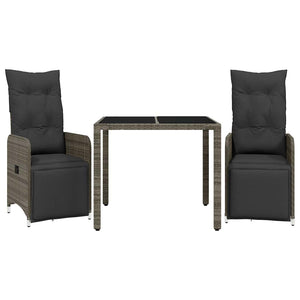 Caféset med dynor 3 delar konstrotting grå