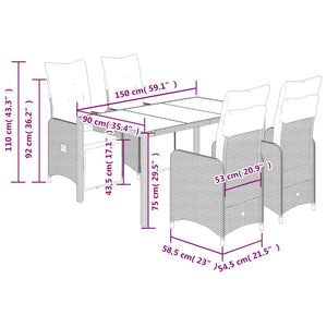 Caféset med dynor 5 delar konstrotting grå