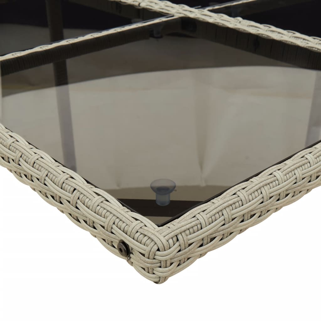 Matgrupp för trädgården med dynor 7 delar ljusgrå konstrotting