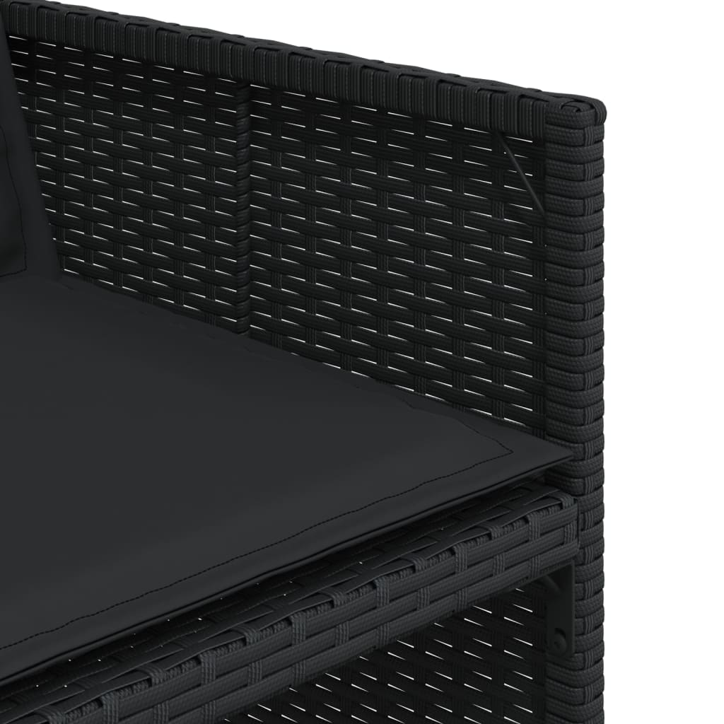 Matgrupp för trädgården med dynor 13 delar svart konstrotting