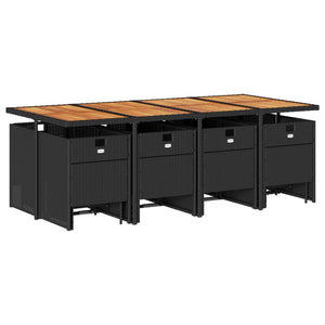 Matgrupp för trädgården med dynor 13 delar svart konstrotting