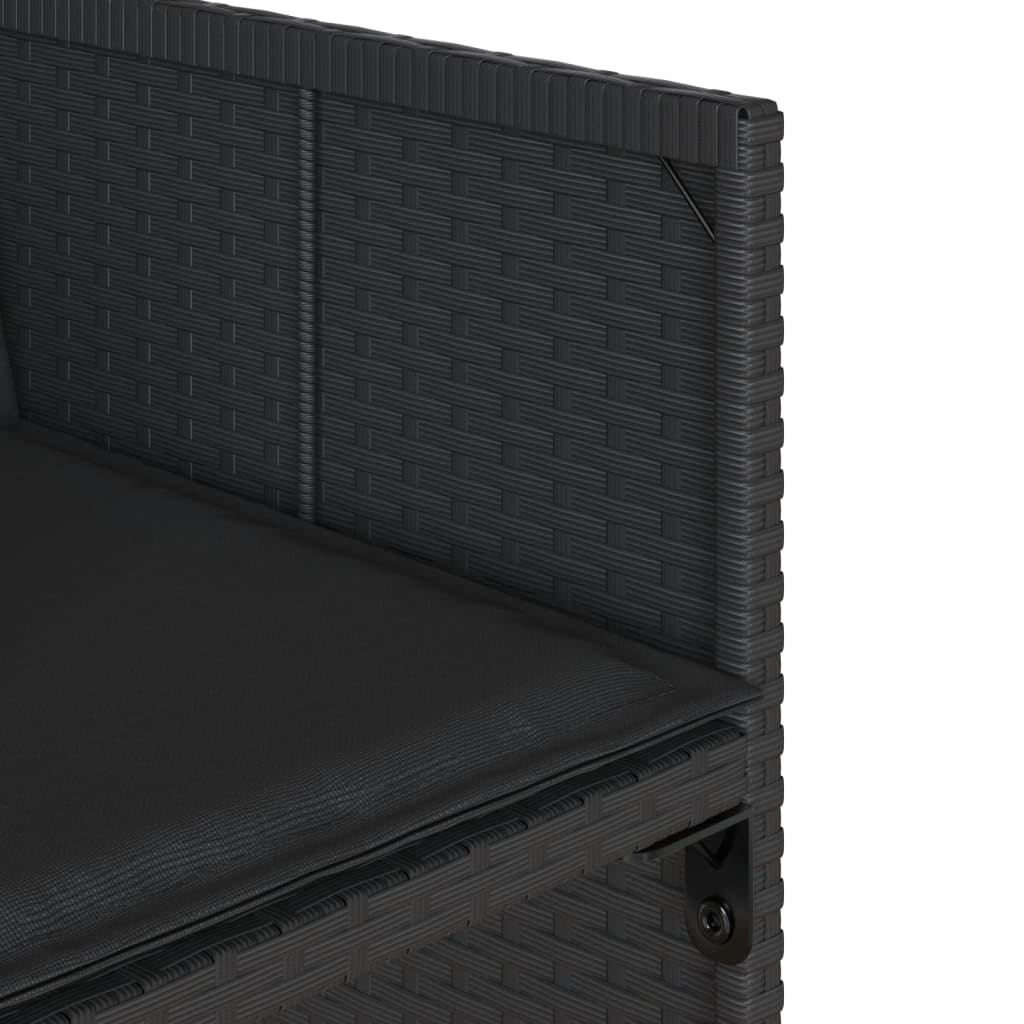 Matgrupp för trädgården med dynor 7 delar svart konstrotting