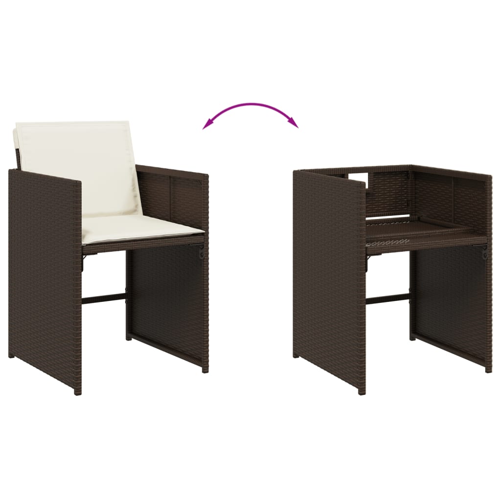 Matgrupp för trädgården 7 delar brun konstrotting