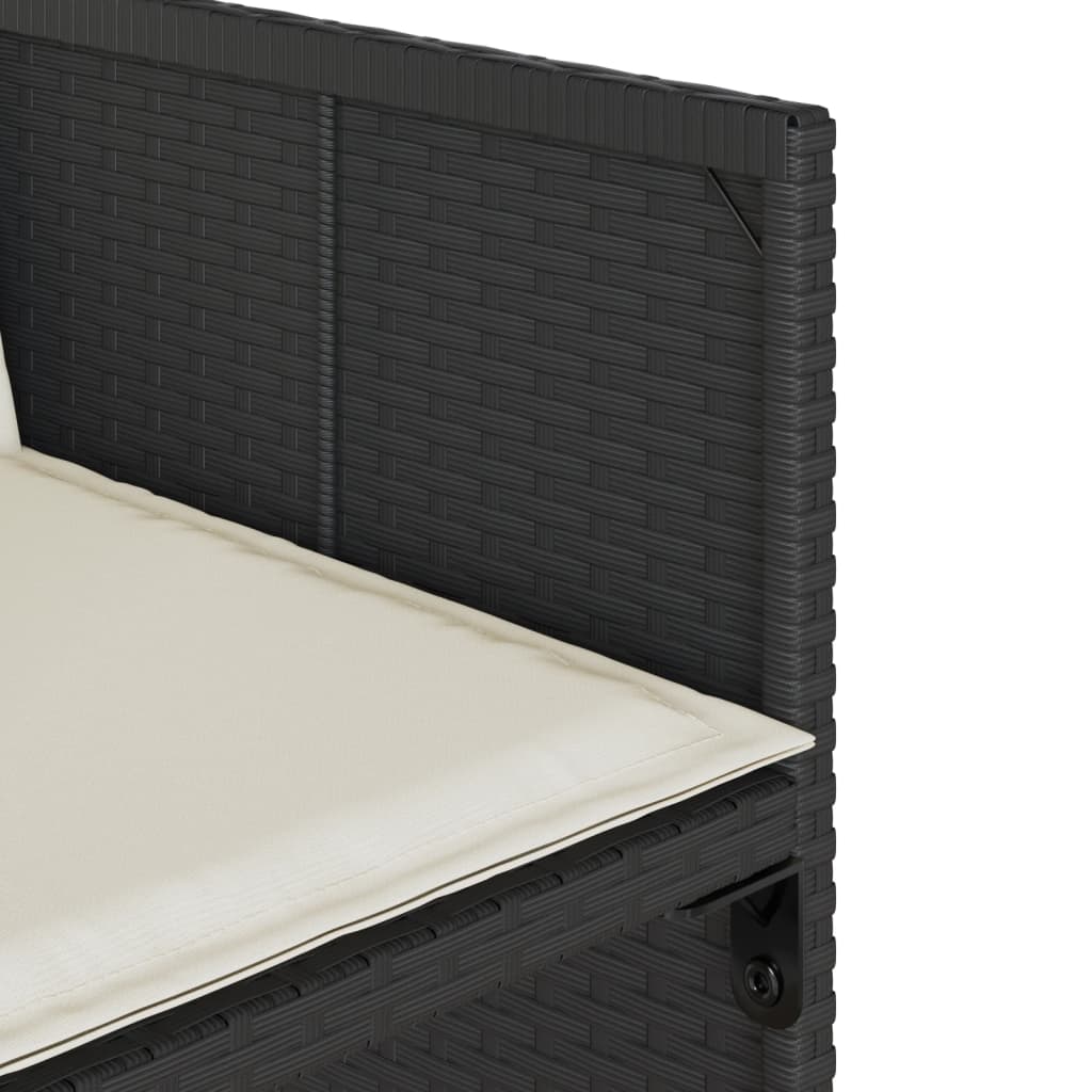 Matgrupp för trädgården med dynor 15 delar svart konstrotting