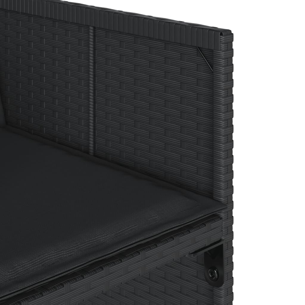 Matgrupp för trädgården med dynor 17 delar konstrotting svart