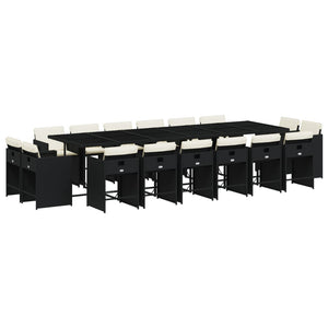Matgrupp för trädgården med dynor 17 delar konstrotting svart