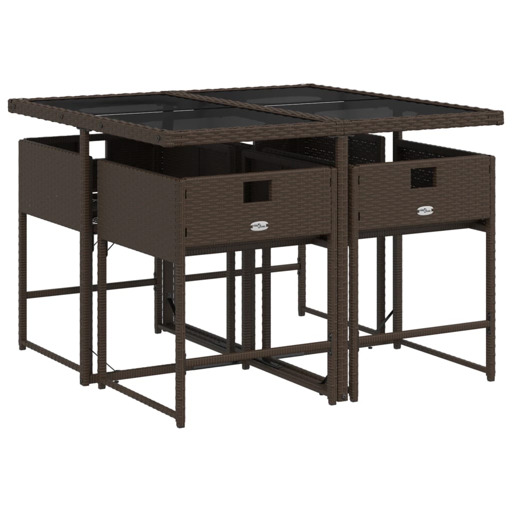 Matgrupp för trädgården med dynor 5 delar brun konstrotting