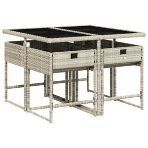 Matgrupp för trädgården med dynor 5 delar ljusgrå konstrottning