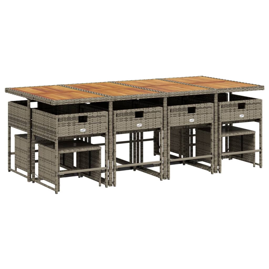 Matgrupp för trädgården med dynor 13 delar grå konstrotting