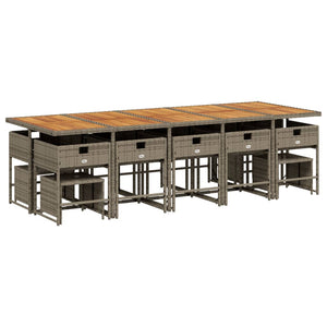 Matgrupp för trädgården med dynor 15 delar grå konstrotting