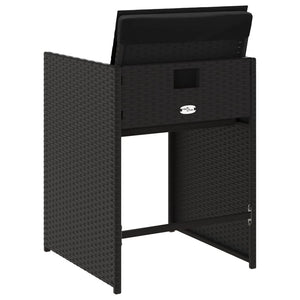 Trädgårdsstolar med dynor 4 st svart konstrotting