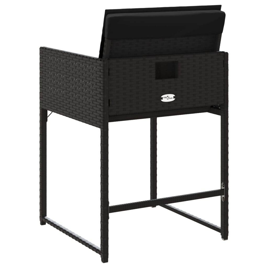 Trädgårdsstolar med dynor 4 st svart konstrotting