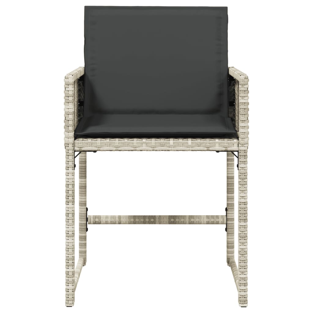 Trädgårdsstolar med dynor 4 st ljusgrå konstrotting