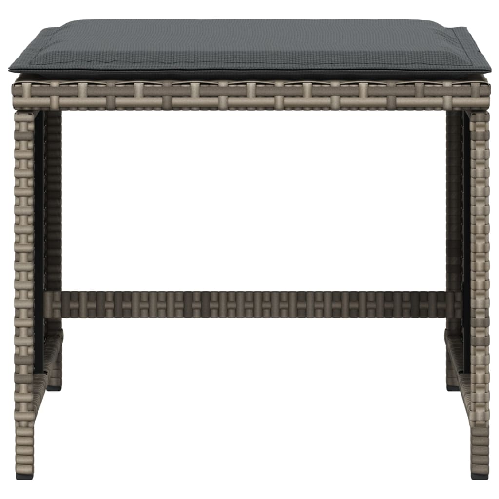 Trädgårdspallar med dynor 4 st grå 40x40x35 cm konstrotting