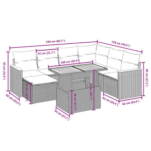 Loungegrupp för trädgården med dynor 8 delar svart konstrotting