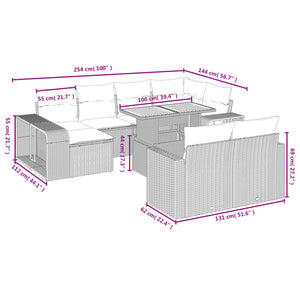 Loungegrupp för trädgården m. dynor 11 delar konstrotting svart