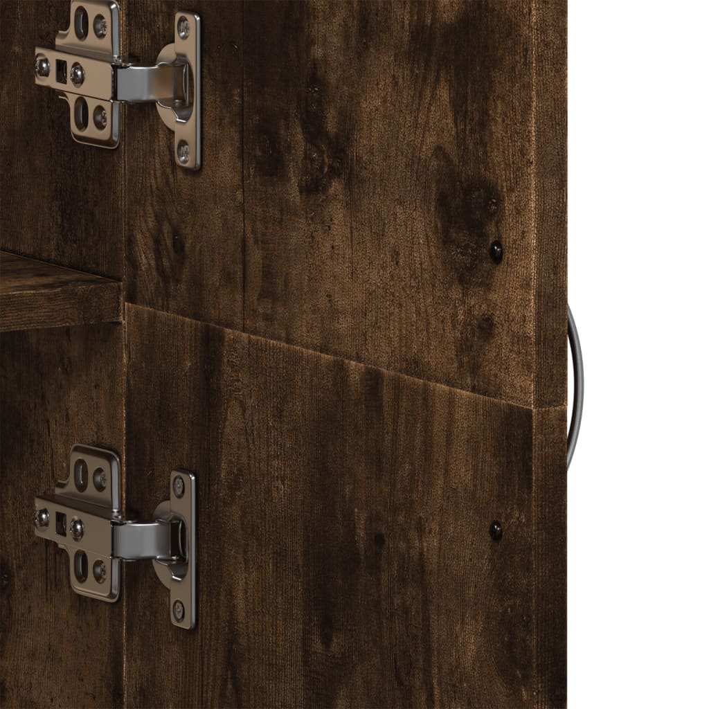 Dokumentskåp rökfärgad ek 60x32x153 cm konstruerat trä