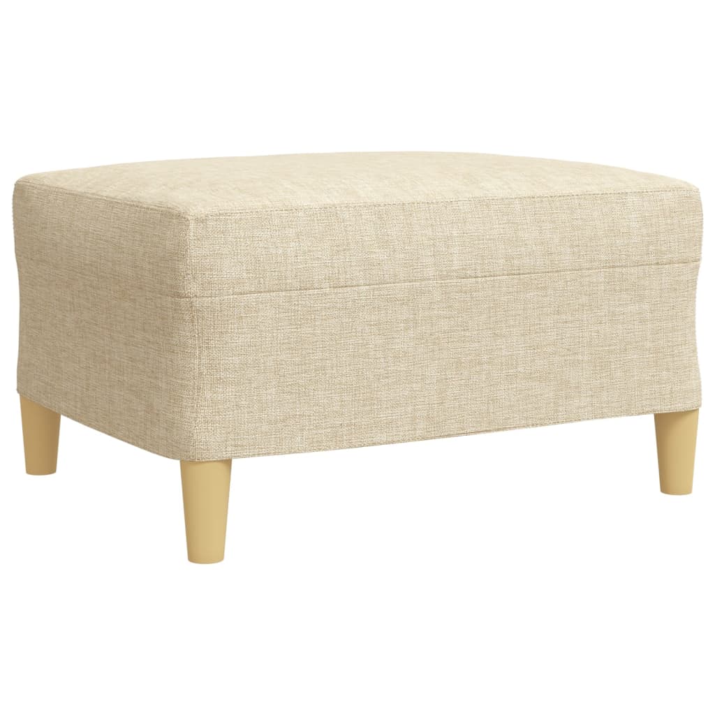 Soffgrupp med fotpall 3 delar gräddvit tyg