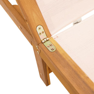 Solsängar 2 st gräddvit massivt akaciaträ & textilene