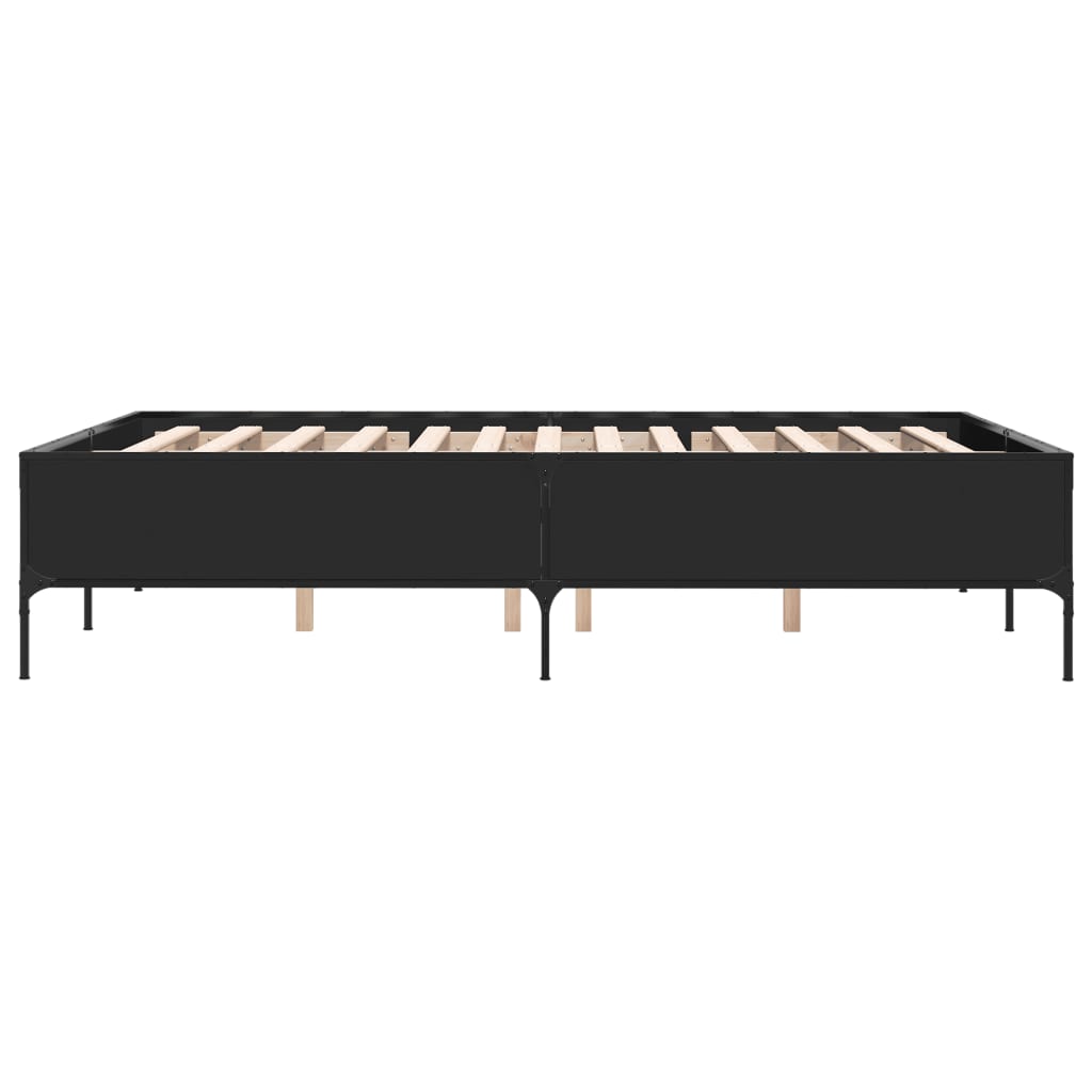 Sängram svart 160x200 cm konstruerat trä och metall