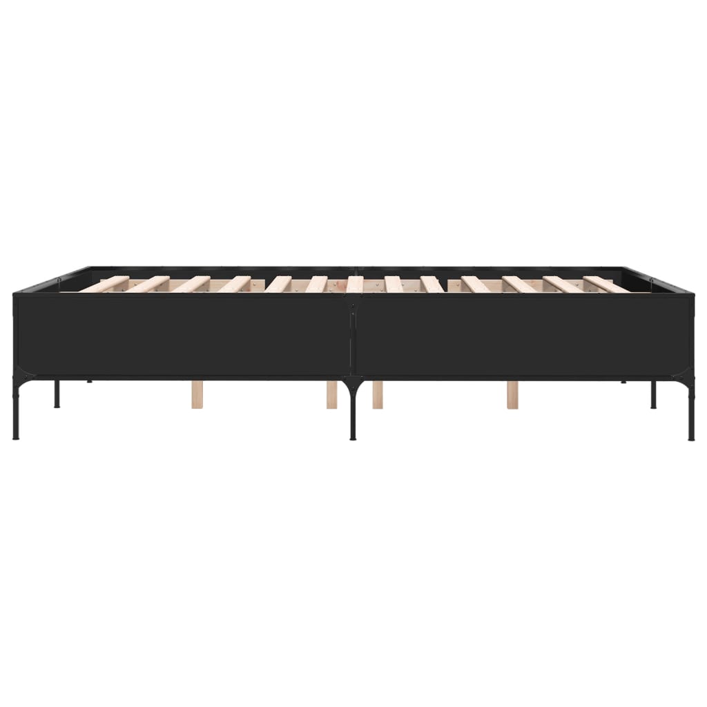 Sängram svart 120x190 cm konstruerat trä och metall